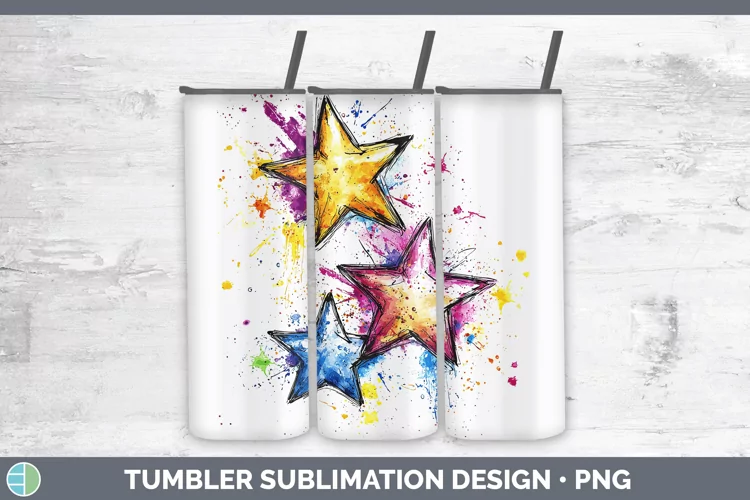 Watercolor Stars Tumbler Sublimation 20 oz Skinny Tumbler De
