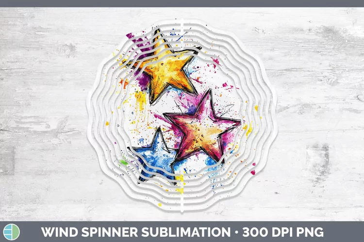 Watercolor Stars Wind Spinner Sublimation Spinner Designs