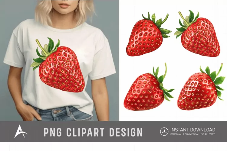 Watercolor Strawberry Clipart