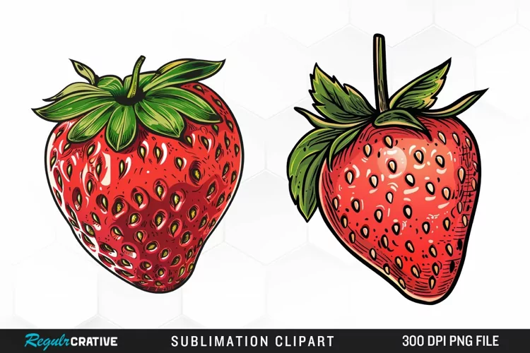 Watercolor Strawberry Graphics Clipart