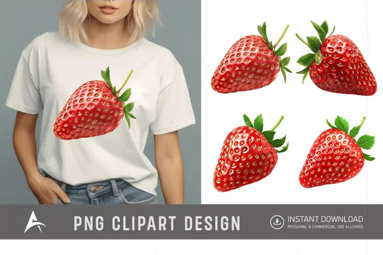Watercolor Strawberry Clipart