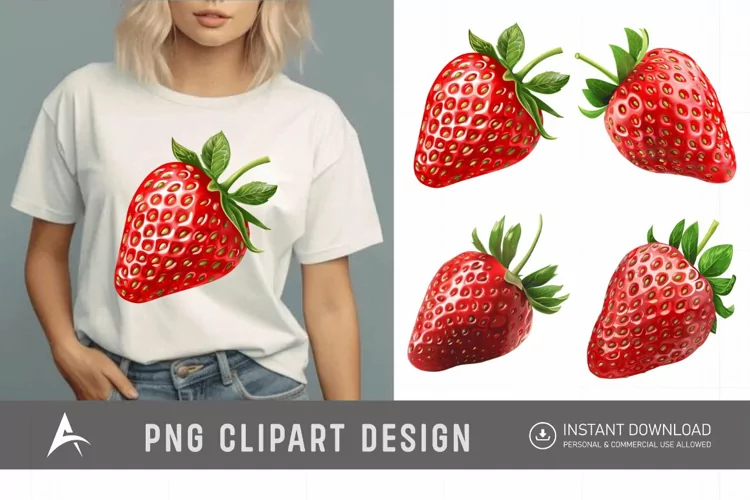 Watercolor Strawberry Clipart