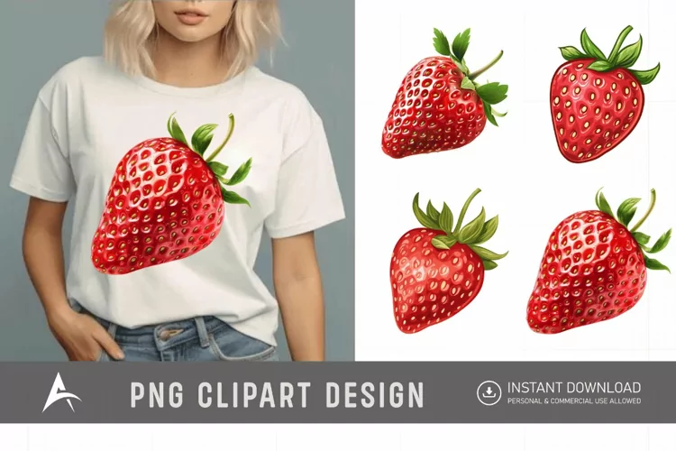 Watercolor Strawberry Clipart