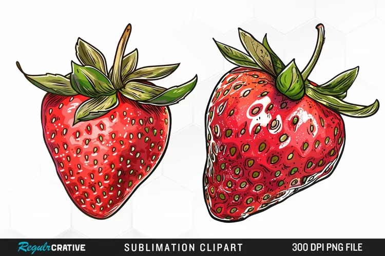 Watercolor Strawberry Graphics Clipart