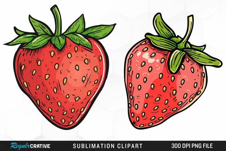 Watercolor Strawberry Graphics Clipart