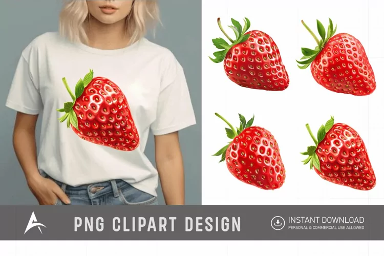 Watercolor Strawberry Clipart