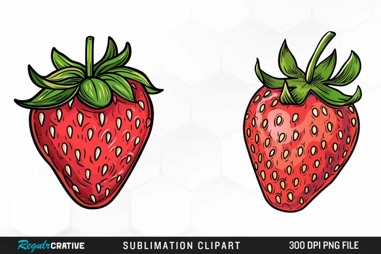 Watercolor Strawberry Graphics Clipart