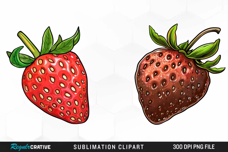 Watercolor Strawberry Graphics Clipart