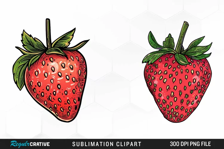 Watercolor Strawberry Graphics Clipart