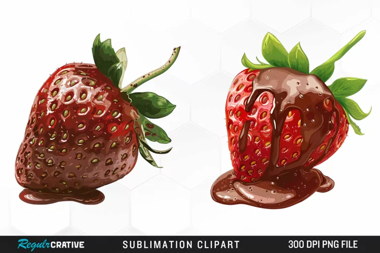 Watercolor Strawberry Graphics Clipart
