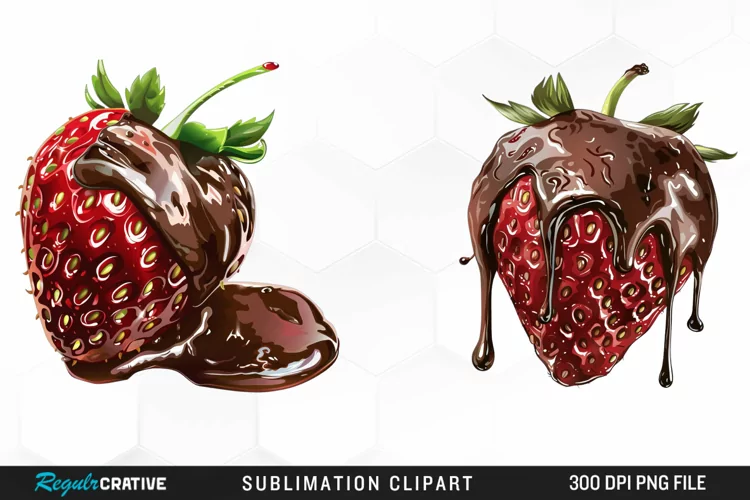 Watercolor Strawberry Graphics Clipart
