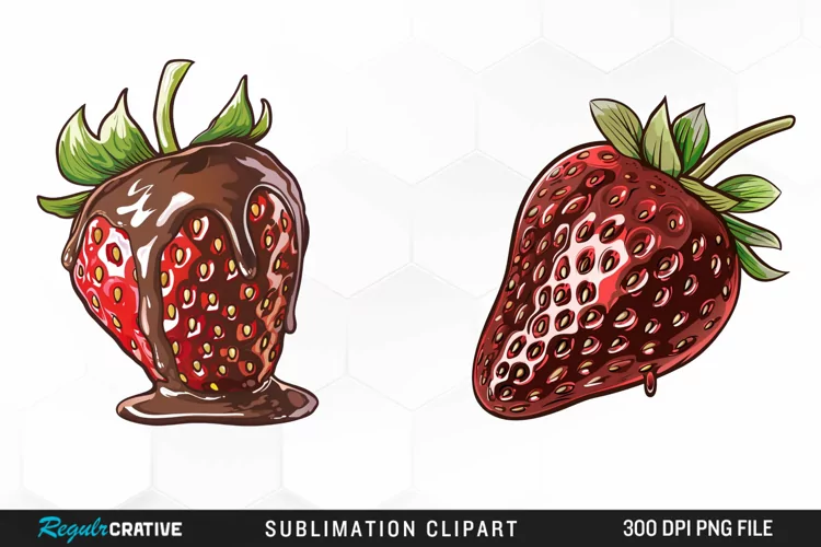 Watercolor Strawberry Graphics Clipart