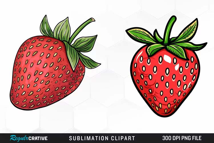 Watercolor Strawberry Graphics Clipart