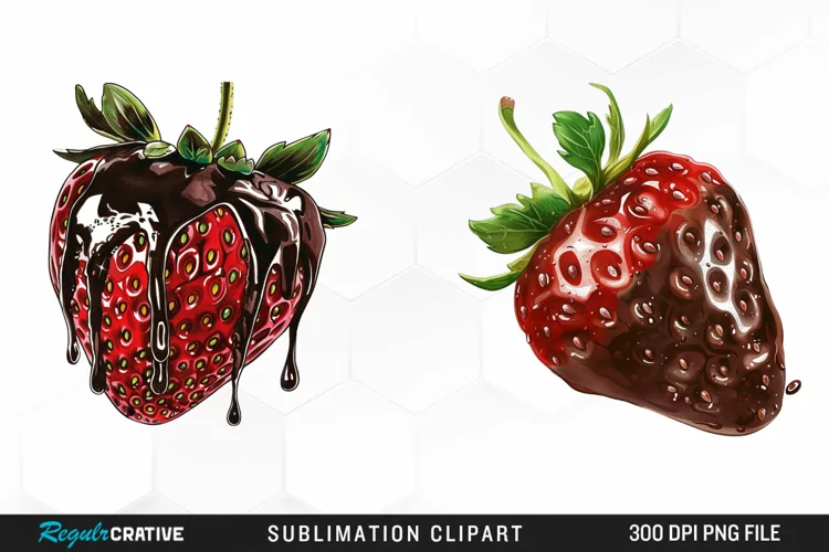 Watercolor Strawberry Graphics Clipart