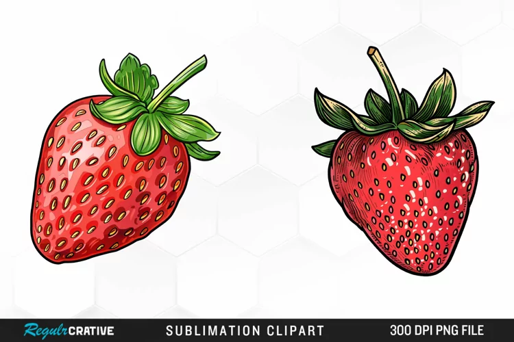 Watercolor Strawberry Graphics Clipart
