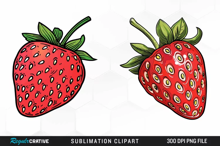 Watercolor Strawberry Graphics Clipart