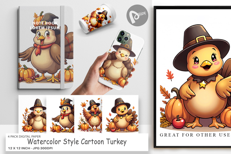 Cartoon Turkey Digital Paper
