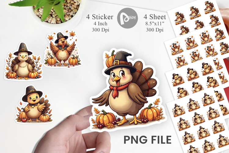 Cartoon Turkey Sticker