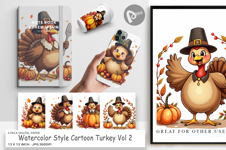 Cartoon Turkey Digital Paper