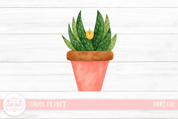 Watercolor Succulent in Terra-Cotta Pot