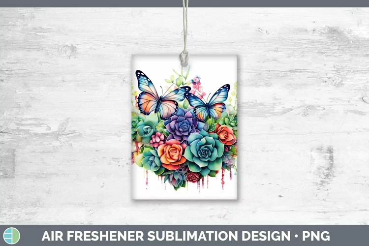 Watercolor Succulents Air Freshener | Sublimation Car Freshe