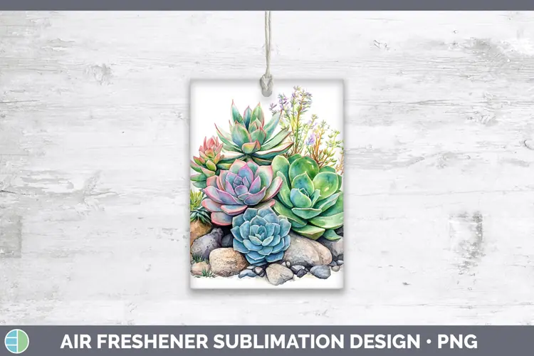Watercolor Succulents Air Freshener Sublimation Car Freshene