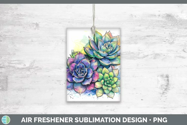 Watercolor Succulents Air Freshener Sublimation Car Freshene