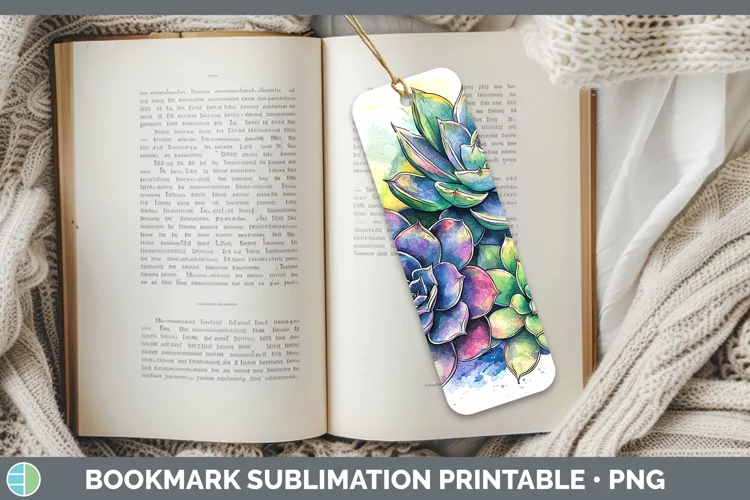 Watercolor Succulents Bookmark Sublimation Printable Designs