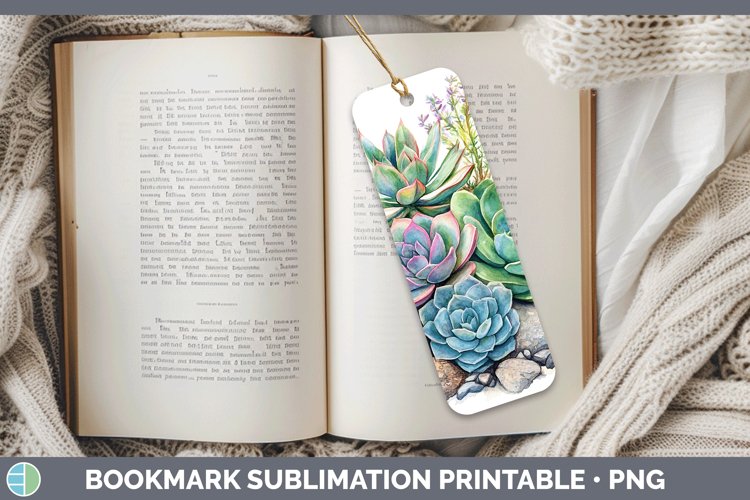 Watercolor Succulents Bookmark Sublimation Printable Designs