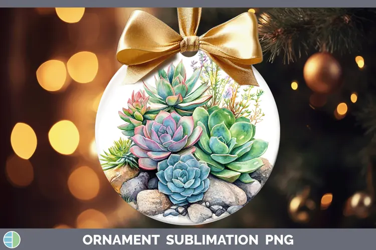Watercolor Succulents Ornament Sublimation Bauble Designs