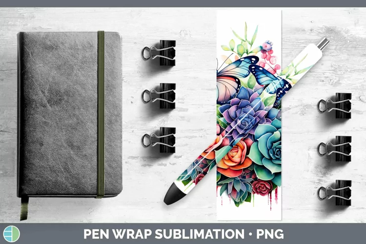 Watercolor Succulents Pen Wrap Sublimation Epoxy Pen Designs