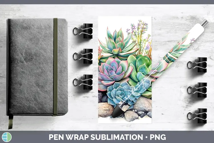 Watercolor Succulents Pen Wrap Sublimation Pen Designs