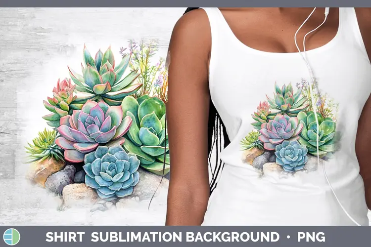 Watercolor Succulents Shirt Sublimation Sublimation Backgrou