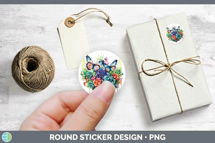 Watercolor Succulents Stickers | Round Labels Designs