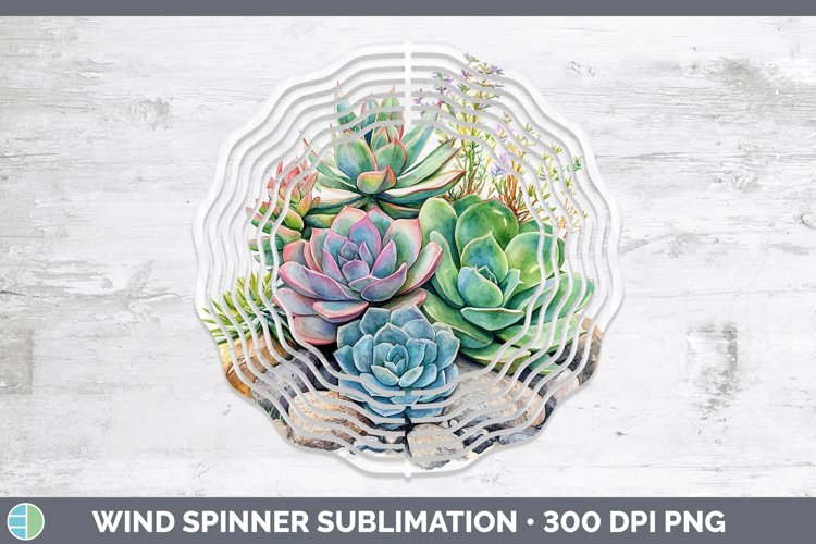 Watercolor Succulents Wind Spinner Sublimation Spinner Desig