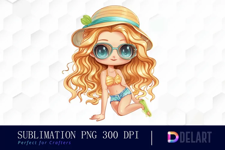 Summer Chibi Watercolor Clipart