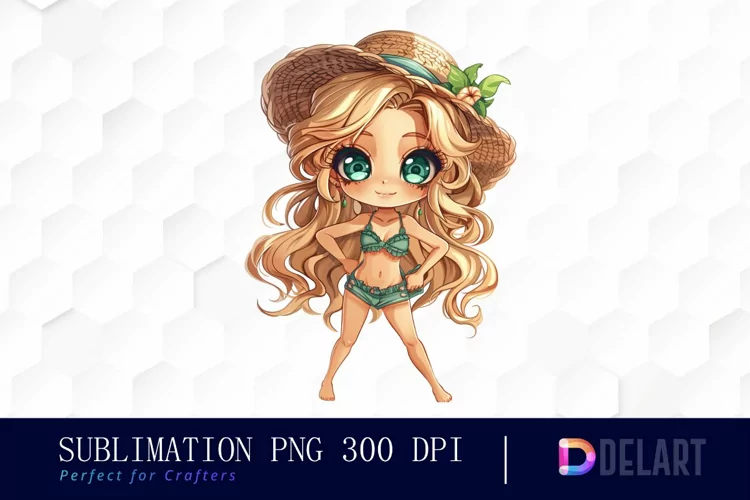 Summer Chibi Watercolor Clipart