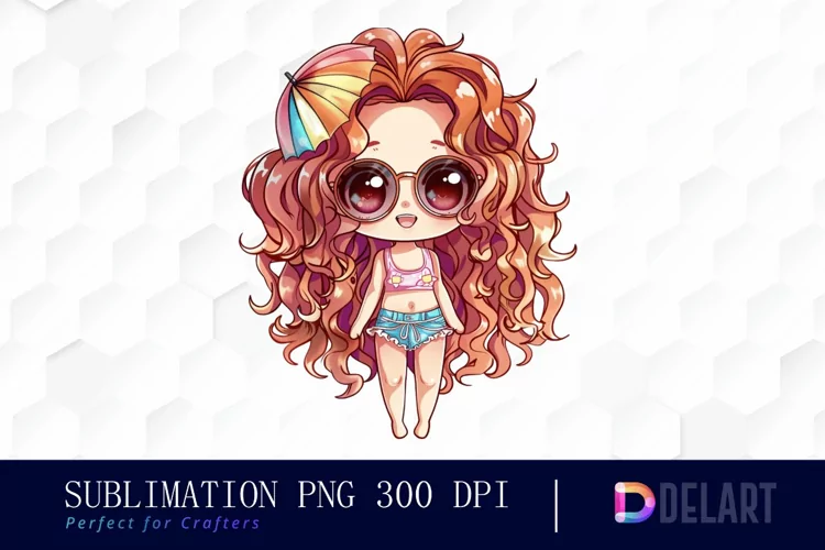 Summer Chibi Watercolor Clipart