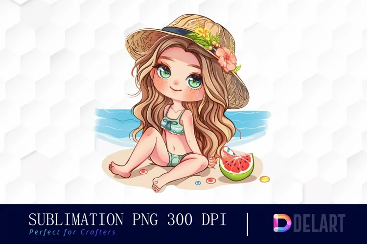 Summer Chibi Watercolor Clipart
