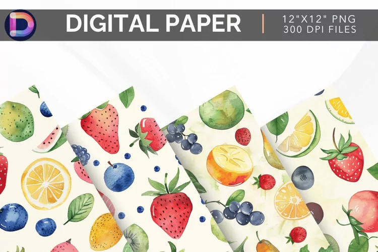 Watercolor Summer Fruits Digital Paper