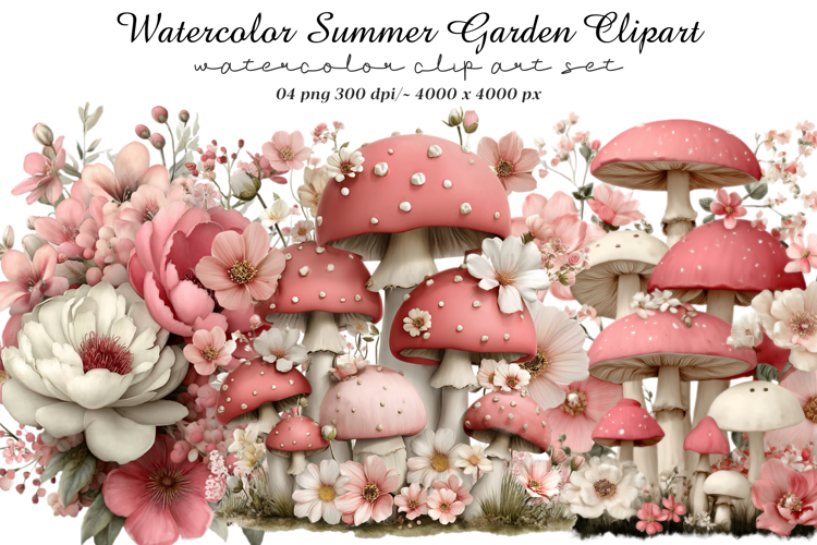 Watercolor Summer Garden Clipart