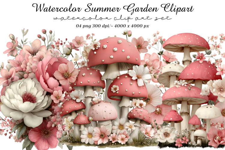 Watercolor Summer Garden Clipart