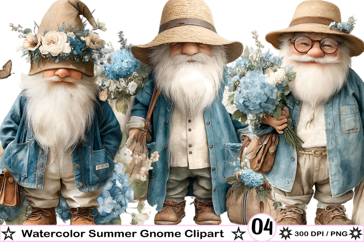 Watercolor Summer Gnome Clipart