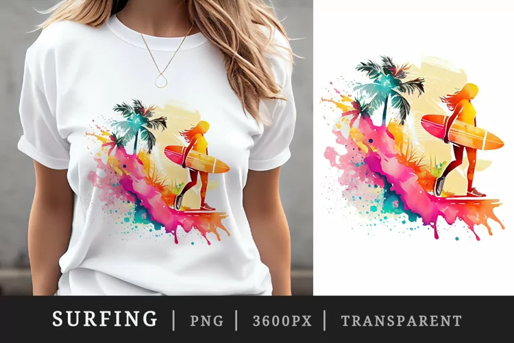 Summer surfing t-shirt sublimation printable design png