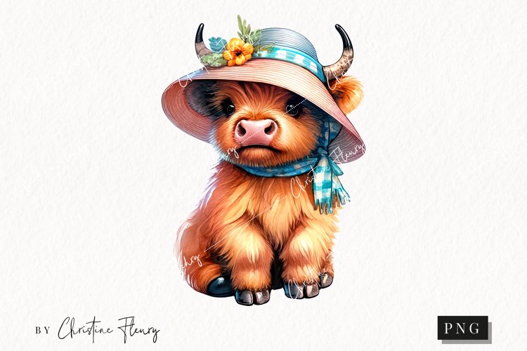 Spring Highland Cow PNG | Summer PNG