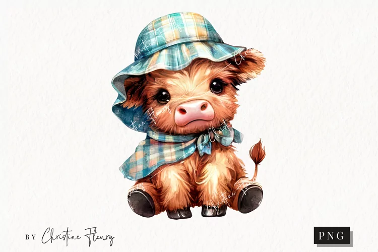 Beach Highland Cow PNG | Summer PNG