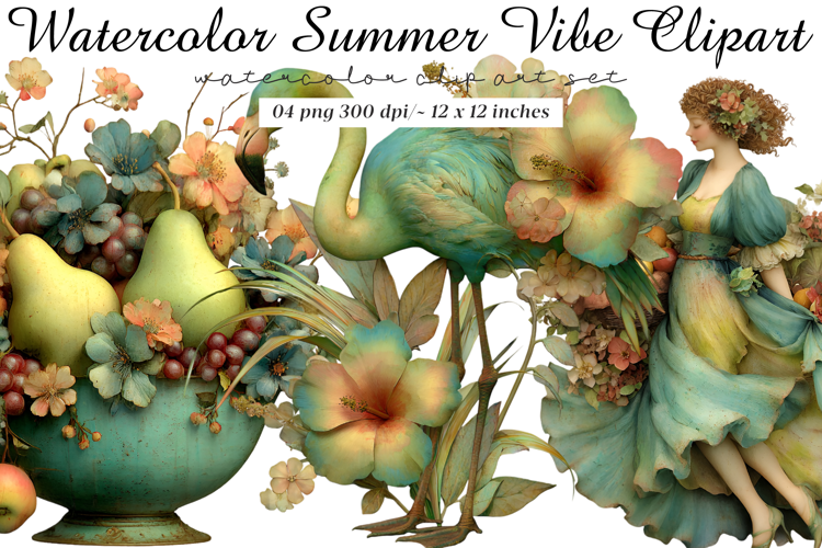 Watercolor Summer Vibe Clipart