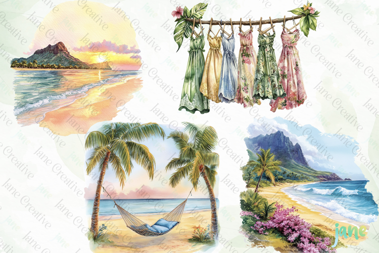 Watercolor Summer Vibe Clipart