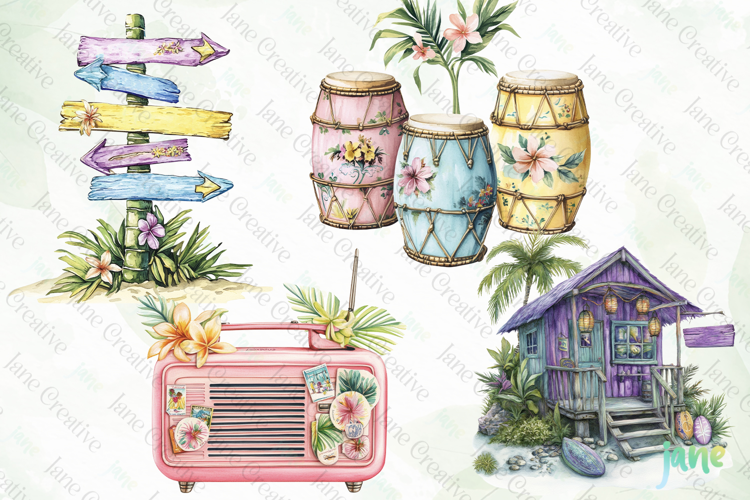Watercolor Summer Vibe Clipart
