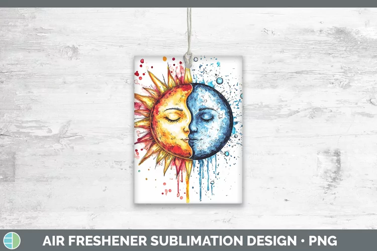 Watercolor Sun and Moon Air Freshener Sublimation Car Freshe